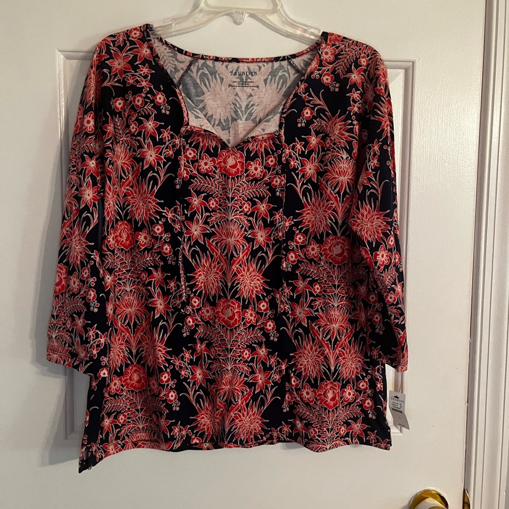 NWT Talbots floral pattern blouse 3/4 sleeve